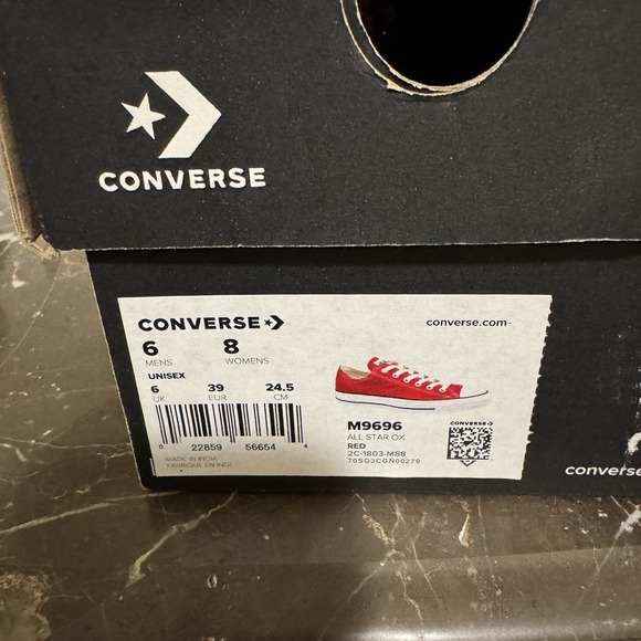 Converse All Star OX M9696 Red Casual Shoes Sneakers Size M 6 W 8 Unisex - Picture 5 of 6